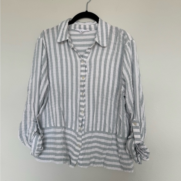 Jane and Delancey Tops - Jane + Delancey Women's Striped Button Coastal Nautical Beach Shirt Size Small